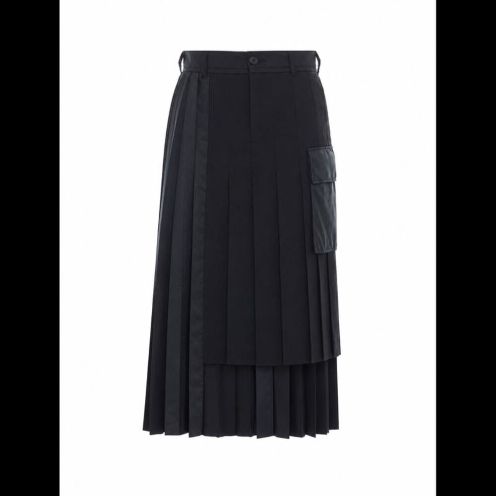 Sacai Women Pleated Layered Midi Skirt